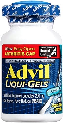Advil Liqui-Gels Pain Reliever and Fever Reducer, Solubilized Ibuprofen 200mg, 160 Count, Easy Open Arthritis Cap
