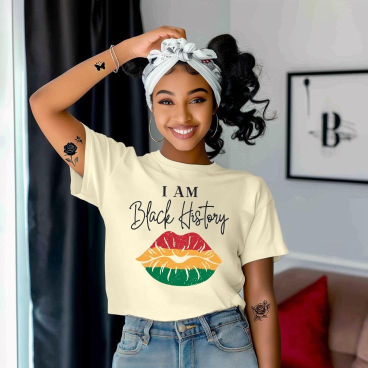 Black History Shirts Women I Am Black History Letter Print T Shirt African American Tee Tops - Image 3