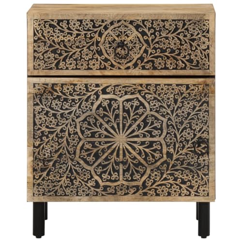 Table de chevet en bois massif Mango avec espace de rangement et style rétro