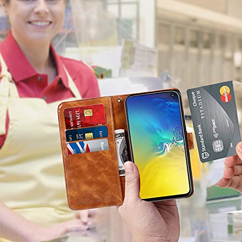 Zoeirc Case For Galaxy S10E Case, Samsung S10E Wallet Case, Pu Leather Wallet Flip Phone Case Cover With Card Slots For Samsung Galaxy S10E (Khaki) #TOP1