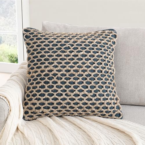 Boho Living 18x18 Indigo Throw Pillow Covers with Pillow Insert Included, Pack of 1