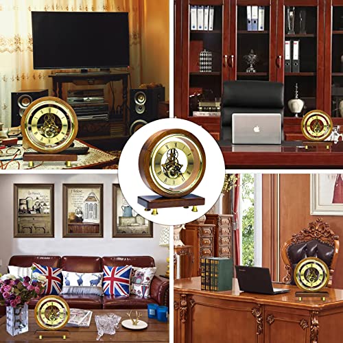Justup Wooden Mantel Table Clock, Vintage Unique Silent Imitation Mechanical Gear Home Decor Bedroom Ornaments Desktop Clock With Pure Copper Inner Frame, Clock Faces For Crafts Battery Operated #TOP6