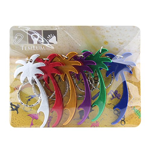 Swatom Palm Tree Bottle Opener With Keychain Key Tag Chain Ring Accessories (6, Random Color) #TOP1