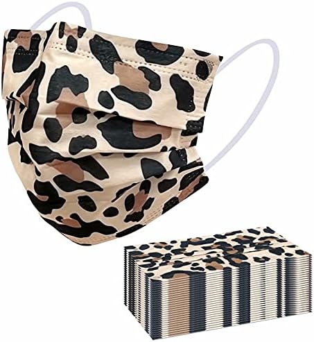100 Pack Disposable Face Masks - Leopard Mask, Printed Cheetah Face Mask Adults, Non-woven Breathable 3-Ply Safety Mask…