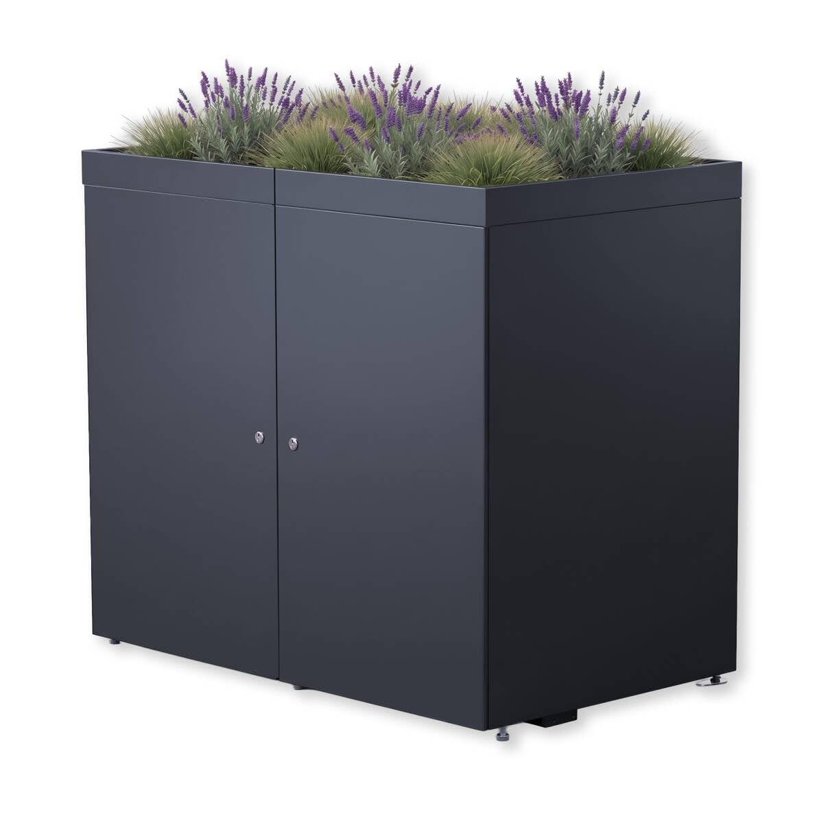 Metzler Box per bidoni della spazzatura, 2 pezzi, 240 l, con tetto per