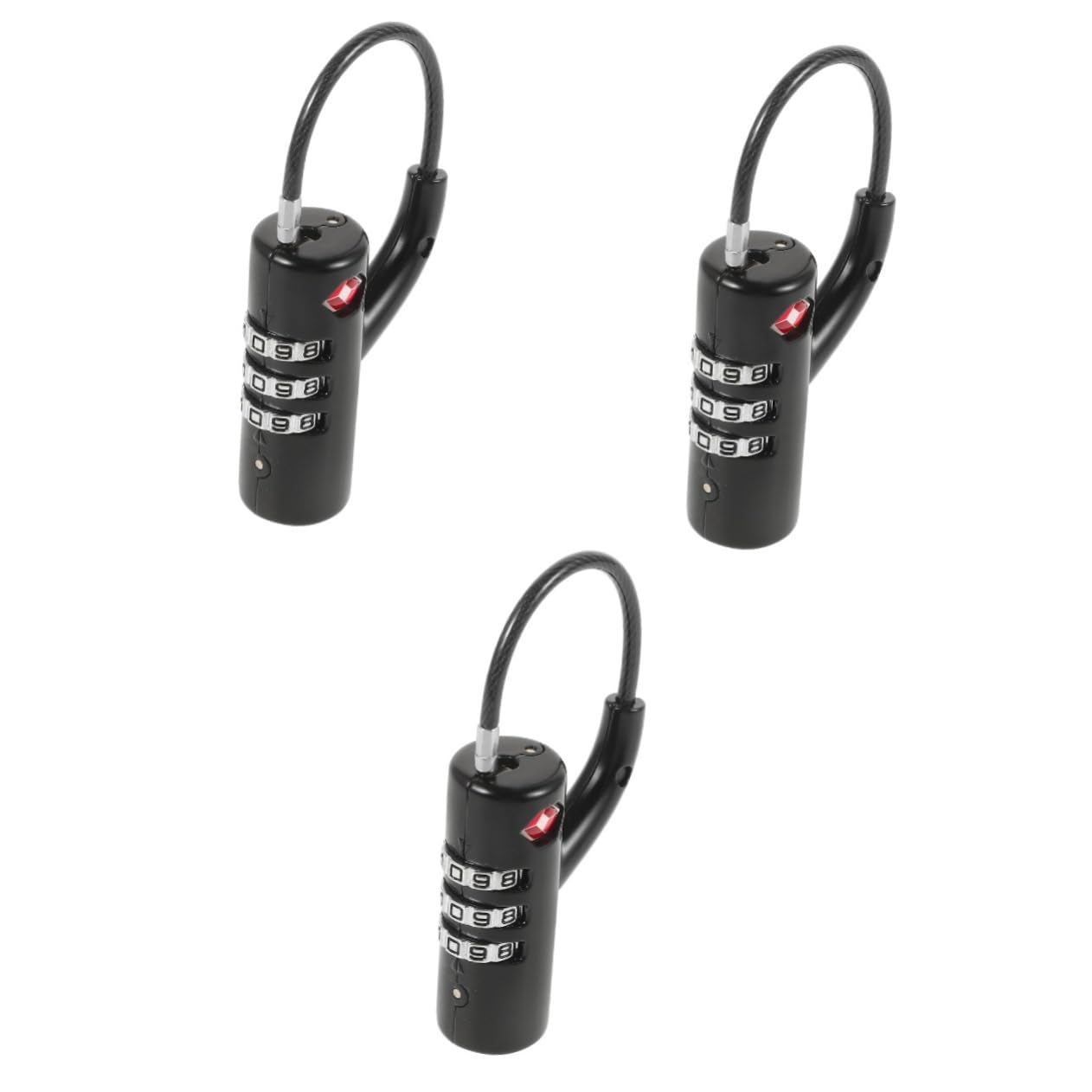 PartyKindom 3pezzi Serratura Combinazione Per Bagagli Tsa Con Cavo Sicurezza Per Valigie e Armadietti Facile Da Usare e Portatile Per Viaggi e Trasporti