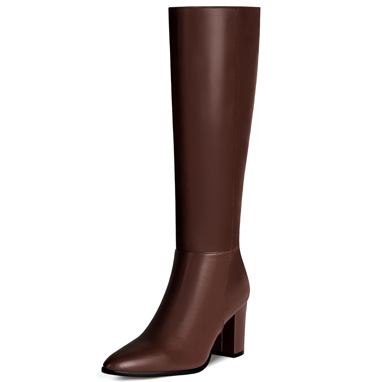 Vipost 3 35-inch Pointed Toe Knee High Boots for Women Chunky Block Heel Tall Boots for Women with