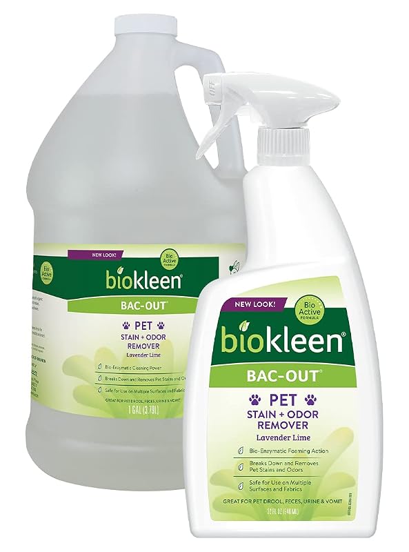 Removedor de Manchas e Odores para Cães e Gatos Biokleen Bac-Out com Fórmula Enzimática, Spray e Refil de 3,84 L