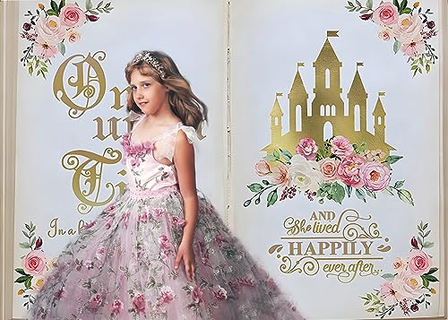 AIIKES 7x5FT Il était une Fois Fond de Livre de Conte de Fées Fond Rose Fleur D'or Château Princesse Conte de Fées Mariage Fille Fête D'anniversaire Décoration Studio Photo Prop 12-615 – vue 6