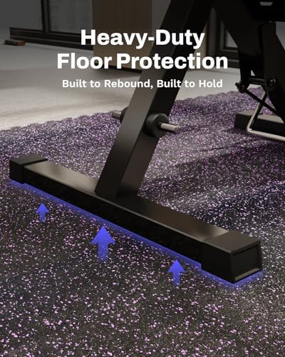 Image of AIRHOP 0.56in Thick 24 Sq Ft Exercise Equipment Mats, 6 Tiles Upgraded Rubber Top with High Density EVA Foam, Large Interlocking Puzzle Gym Flooring for Home Gym, Heavy Weight Workout, 24 x 24in
