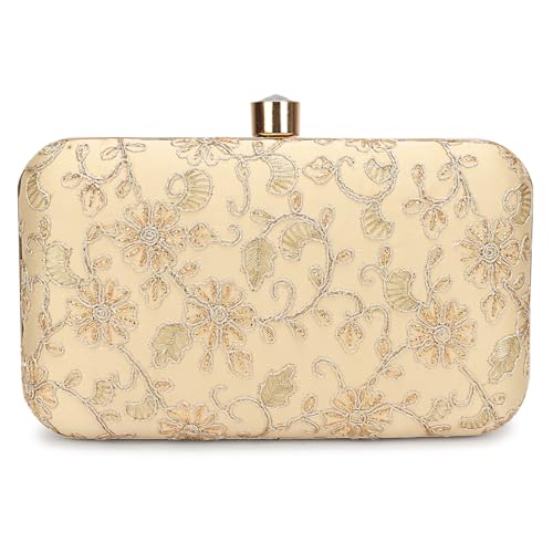 Image of LONGING TO BUY Hand Crafted Designer Box Clutch - Zari Embroidery For Women