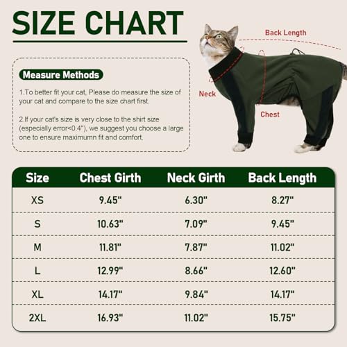 Pyjama pour chats Sphynx et chatons | Combinaison verte à manches longues - 5
