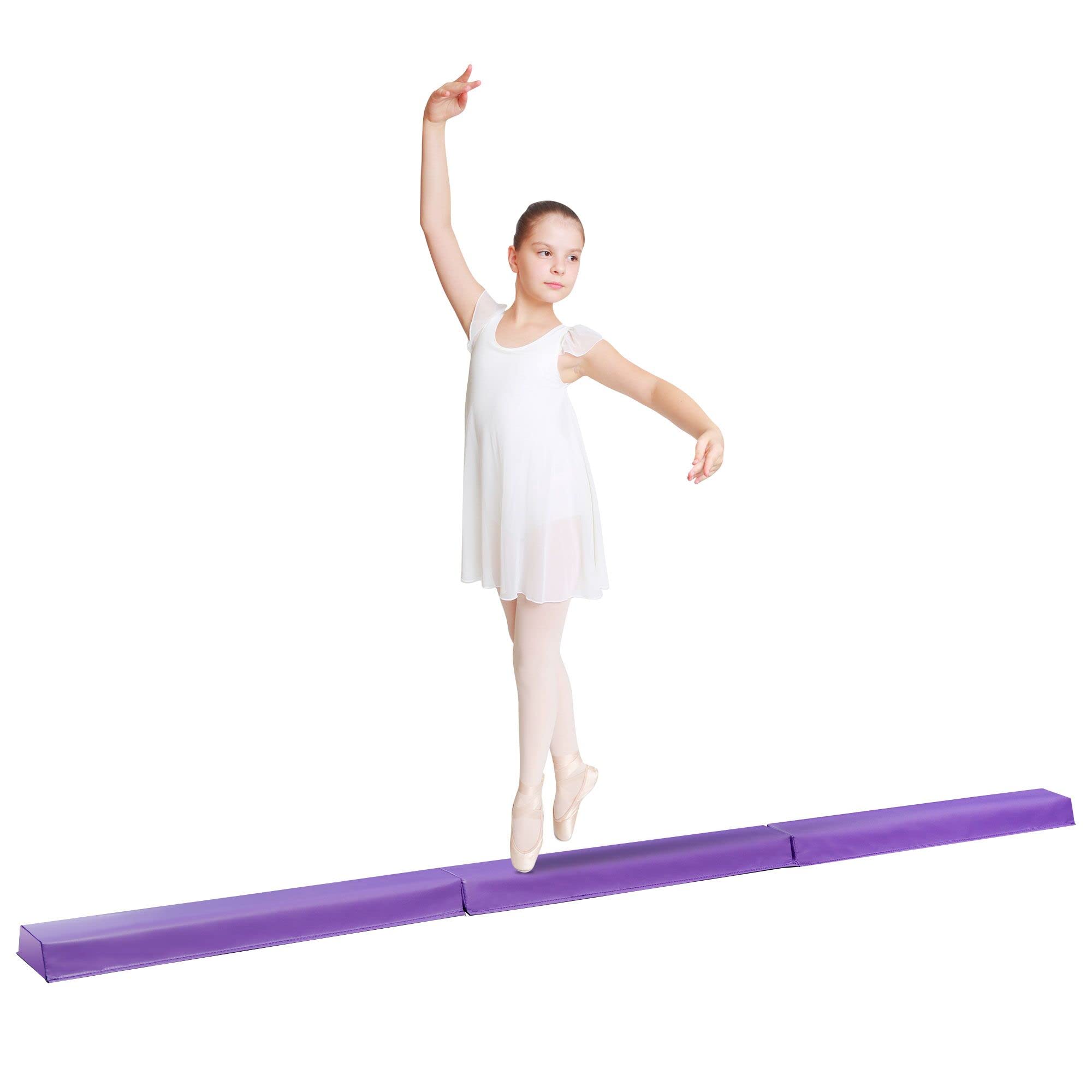 Epetlover 6ft/9ft Balance Beam for Kids, Foldable Gymnastics Beam for Home, Folding Floor Gymnastics Equipment for Kids Adults,Non Slip Base Covered with PVC (9FT)
