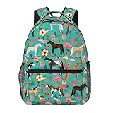 HAZIMCS Horses Floral Horse Breeds Farm Animal Pets Flowers Pattern Backpack for Women Boys Teens School Backpacks Students Bookbag Laptop Backpack Large Adult Hiking Camping Rucksack 15.6 Inch