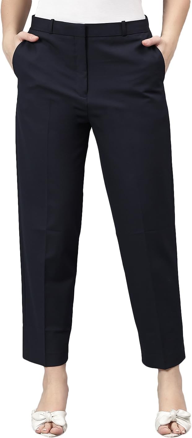 Solid Non Pleated Regular Fit Mid Rise Formal Trouser for Women | Formal Pants for Women | Formal Wear Regular Fit Trouser for Women (P_LTRF00015)