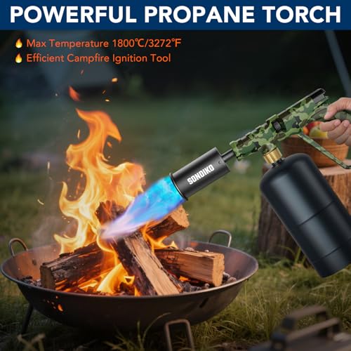 Image of Sondiko Propane Torch Head, Powerful Blow Torch for Cooking, Fire Starter