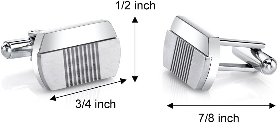 Peora Sleek Surgical Grade Stainless Steel Cufflinks for Men for Tuxedo, Business or Formal Shirts, Brushed Polish Finish, Men's Cufflinks Business Wedding Shirts,