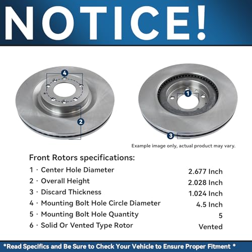 Image of Detroit Axle - Front Brake Kit for 2019-2024 Mazda CX-5 2016-2023 CX-9, Disc Brake Rotors Ceramic Brakes Pads with Hardware 2020 2021 2022 Replacement : 12.60 inch inch Rotor