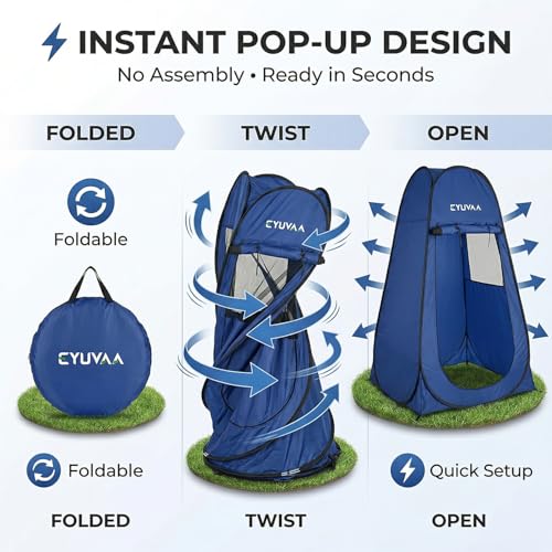 Image of EYUVAA LABEL Pop Up Privacy Tent for Changing Clothes, Portable Dressing Room for Women, Foldable Camping Shower and Outdoor Changing Room, Polyester Silver Coated Toilet Tent with Carry Bag