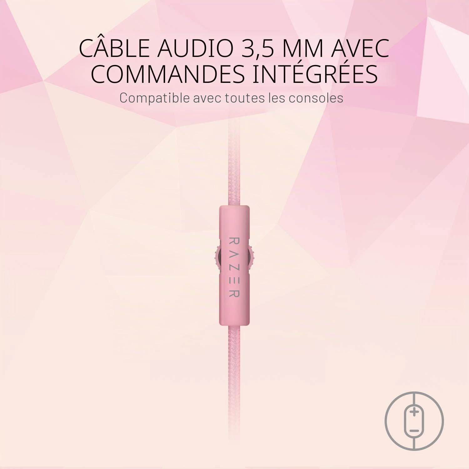 Razer Kraken - Casque Gaming Filaire Multiplateforme (Haut-parleurs de 50 mm, Microphone Rétractable Unidirectionnel, Câble de 3.5mm avec Commandes) Rose Quartz
