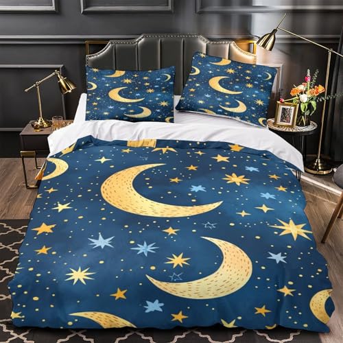Housse de couette lune 3D en microfibre respirante anti-pli