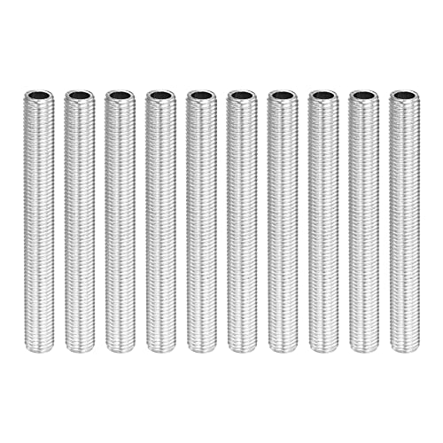 YOKIVE 10 Paquete Lámpara Tubo Boquilla, 7cm Longitud M8 Completo Roscado 1mm Paso Galvanizado Hueco Tubo Lámpara Reparación Piezas, Genial para Luz Accesorios