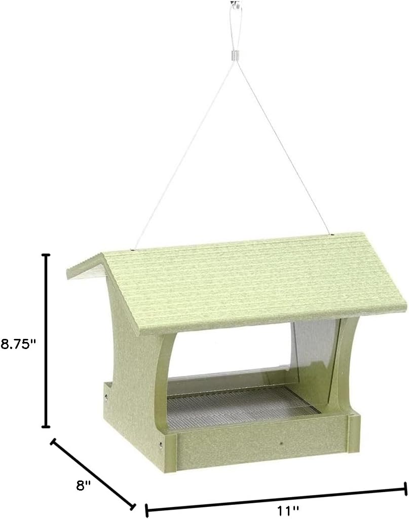 Birds Choice Hopper Bird Feeder Medium Recycled Plastic Hanging Bird Feeder 3 Pound Seed Capacity Made in USA - Lake Blue
