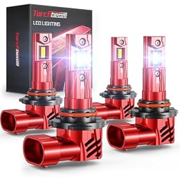 Torchbeam 9005/9006 90,000LM Bulbs, 50000H Super Long Lifespan, 2026 Upgraded 9005 9006 Fog Bulbs Combo, 5 Minutes Installation, 6500K Cool White with 15000RPM Cooling Fan, Pack of 4