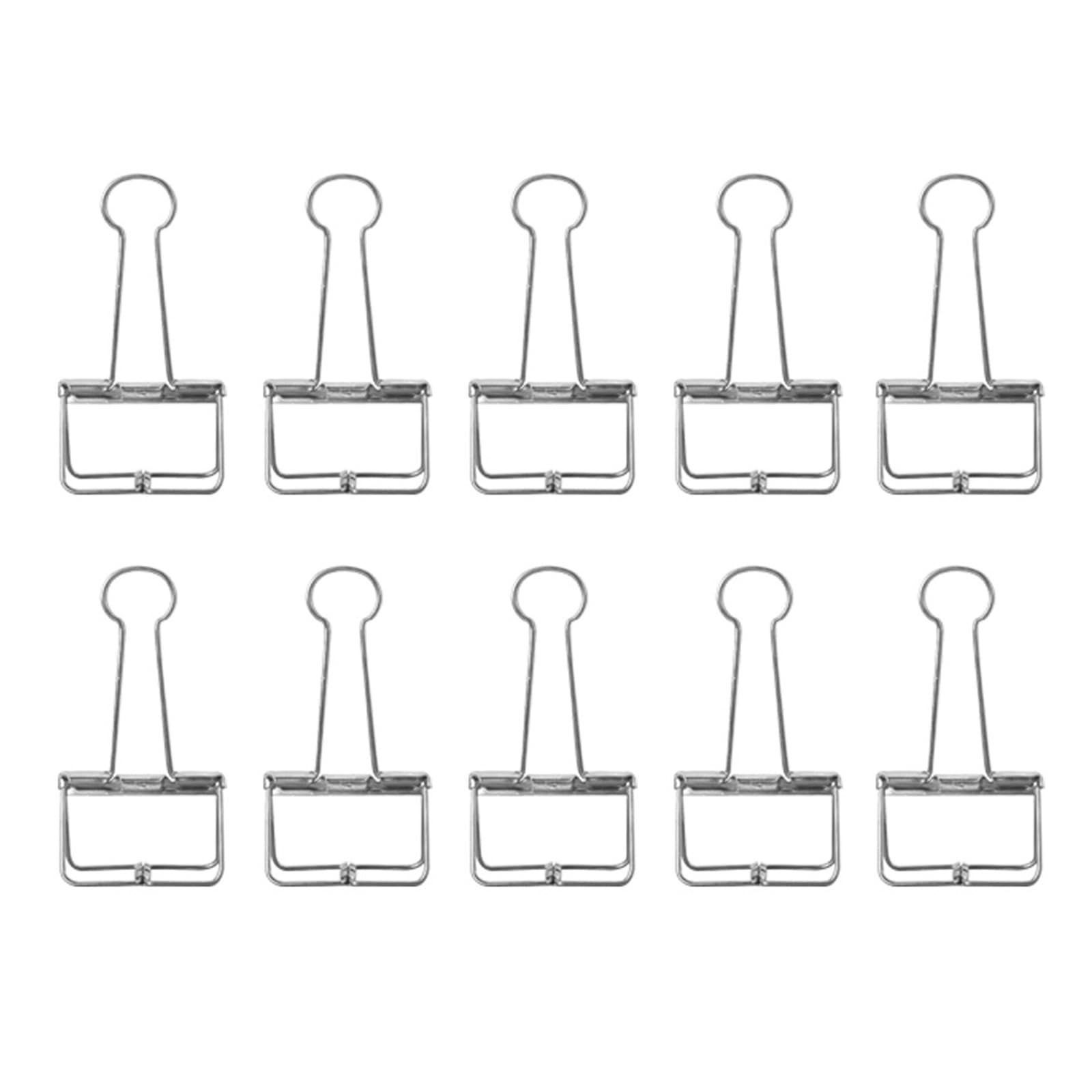 Silver 19mm/0.75in, 10Pcs Skeleton Binder Clips, Hollow Metal Wire Foldback Binder Clips for Planner, Journal, Notebook, Large Paper Clamps, Office, Home, School
