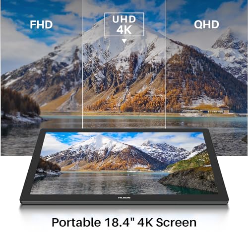 Image of HUION KAMVAS Pro 19 4K UHD Drawing Tablet with Touch Screen, 96% Adobe RGB Drawing Monitor with 1.07 Billion Colors, PenTech 4.0 Stylus PW600, 16384 Pen Pressure, Slim Pen, Keydial Mini, 18.4inch