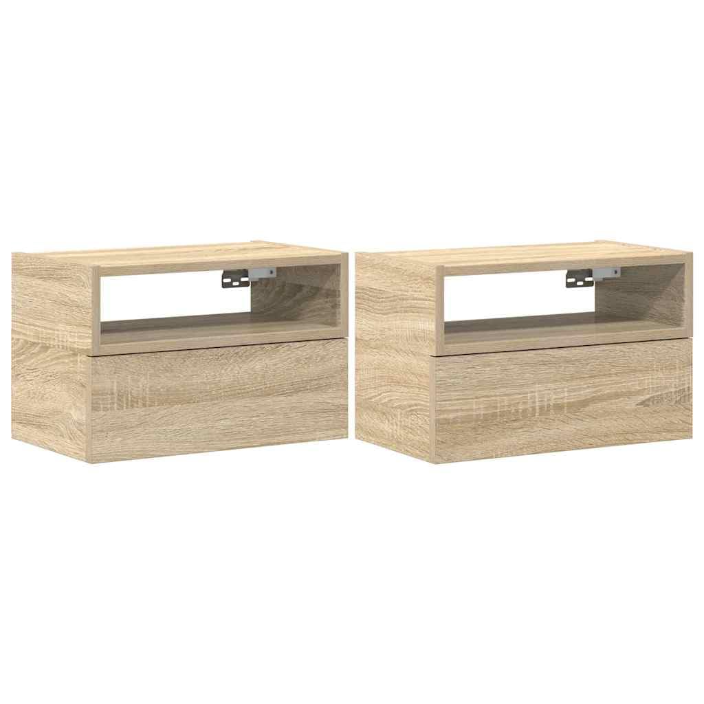 Table de nuit flottante chêne sonoma au design suspendu épuré pour décoration de chambre