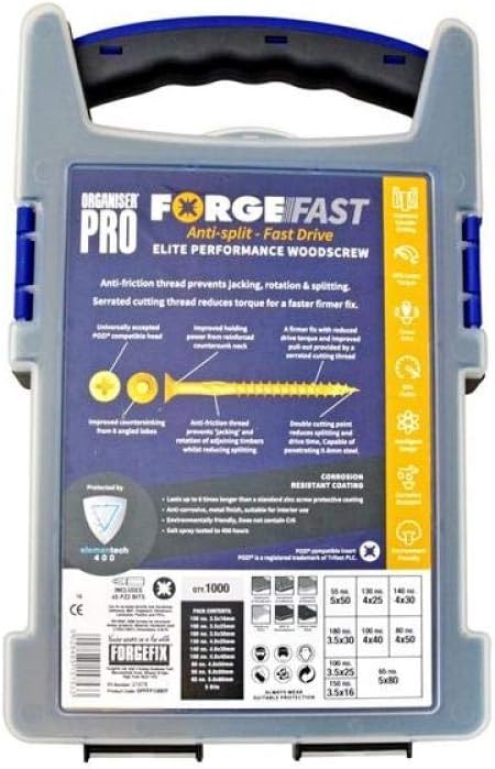 Forgefix FORFFP570Y FFP570Y ForgeFast Pozi Compatible Elite Performance Wood Screw ZY 5.0 x 70mm Box 100, Silver, 5.0 x 70 mm
