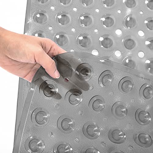 Linoows Bathtub and Shower Mats, Extra Long Non-Slip Bath Tub Mat 39 x 16 Inch, Machine Washable Bathmat with Suction Cups & Drain Holes for Bathroom Floor, Clear Grey by Linoows - Used condition - Image 6