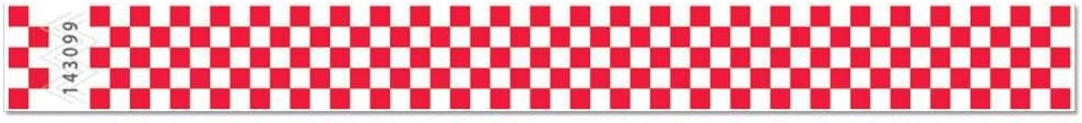 NATIONAL BINGOTyvek Checkered 1" Wristbands - 500 Wristbands PER Pack - (National Bingo) (Red)