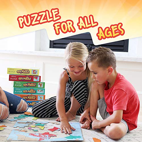 Geotoys — Set Of 6 Geopuzzles In Individual Boxes — Educational Kid Toys For Boys And Girls, 50+ Piece Geography Jigsaw Puzzles, Jumbo Size Kids Puzzles — Ages 4 And Up #TOP3