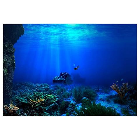 Atyhao Aquarium Poster, Underwater Background Sticker Thicken PVC Adhesive Static Cling Backdrop Fish Tank Decorative Paper(61×41cm) Cover