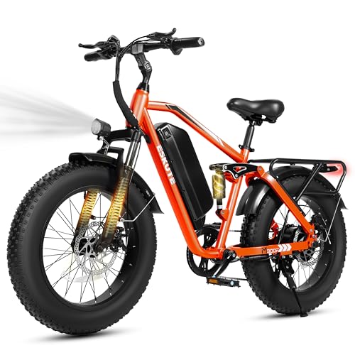 ESKUTE M300F Electric Bike for Adults, 52V 20.8Ah Long Range Battery, 33MPH Fast Ebike 1200W Motor, 20" x 4" Fat Tire Electric Mountain Bike for Men Women, Full Suspension, Commute, Off-Road image 6
