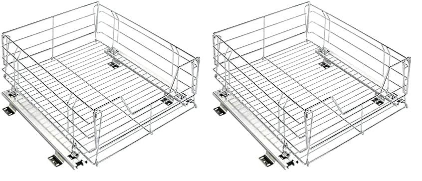 Maximex Cestas Organizadoras Extraibles para Muebles de Cocina, Metalicas, 50 x 40 x 19 cm (Paquete de 2)