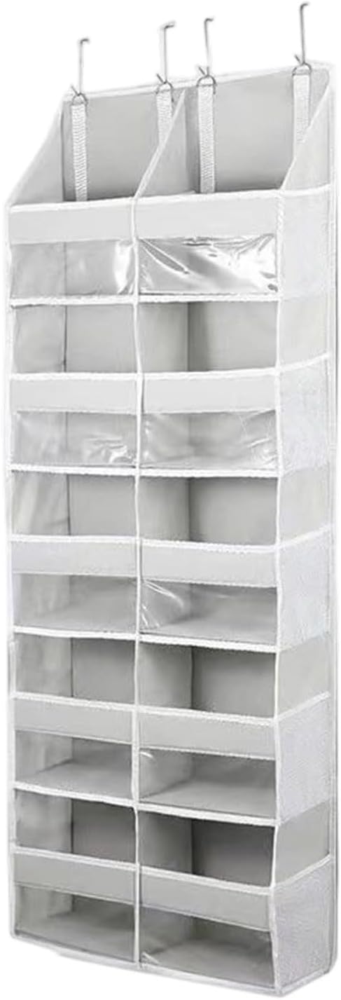 Heavy Duty Over The Door Organizer 5 Tiers, Extra Large Behind Door Storage of 10 Big Front & 10 Mesh Pockets, 80 lbs Weight Capacity Hanging Storage Organizer (C)