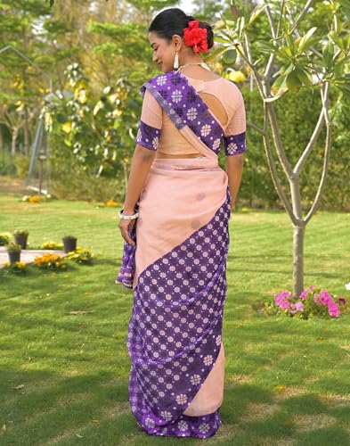 Image of SIRIL Women's Cotton Linen Mekhela Chador Printed Saree with Unstitched Blouse Piece