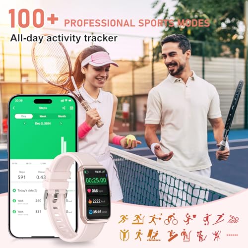 Fitness Tracker with 24/7 Heart Rate, Blood Oxygen, Sleep Tracker, Calorie Tracking, Waterproof Fitness Watch, Activity Tracker with Step Tracker for Women Men, Pink