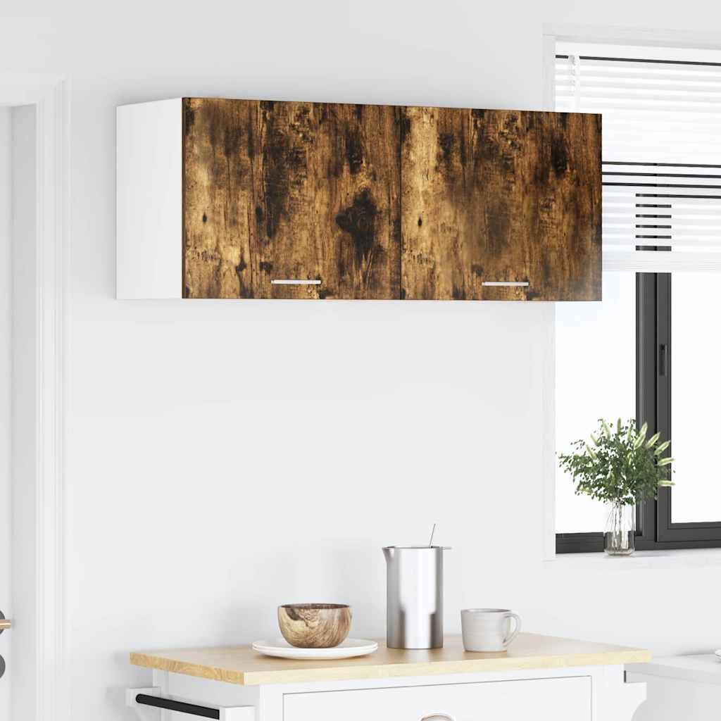 Armadietto sospeso 2 pezzi rovere affumicato bianco 50 x 31 x 40 cm in legno con porta per cucina interna versatile e durevole