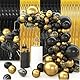 4 Stück Schwarz Gold Lametta Vorhänge,Metallische Folie Fransen Vorhang Funkeln Vorhängen Dekoration für Geburtstagsfeier Abschlussfeier Hochzeitsfoto Hintergrund Halloween Disco Party(1m x 2m)