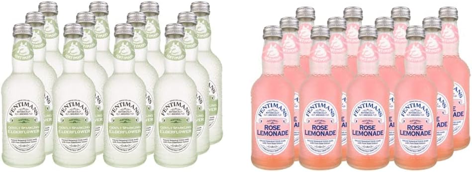 Gently Sparkling Elderflower, 275 ml (Pack of 12) & Rose Lemonade, 12 x 275 ml Bottles
