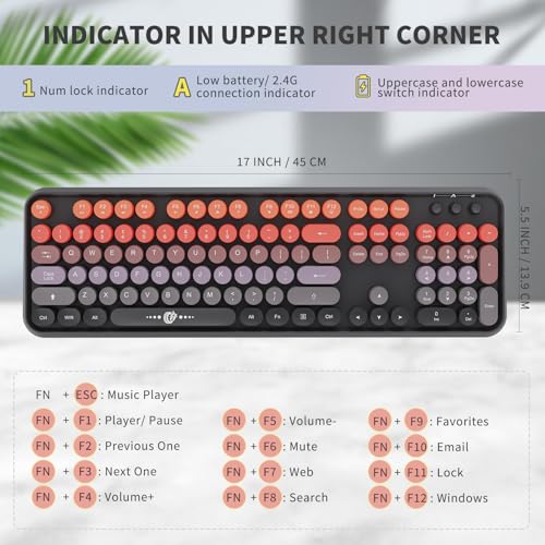Image of Wireless Keyboard and Mouse Combo, 2.4G USB Cordless Round Keyboard and Mouse for Laptop Computer TV (102 Keys Black Orange)