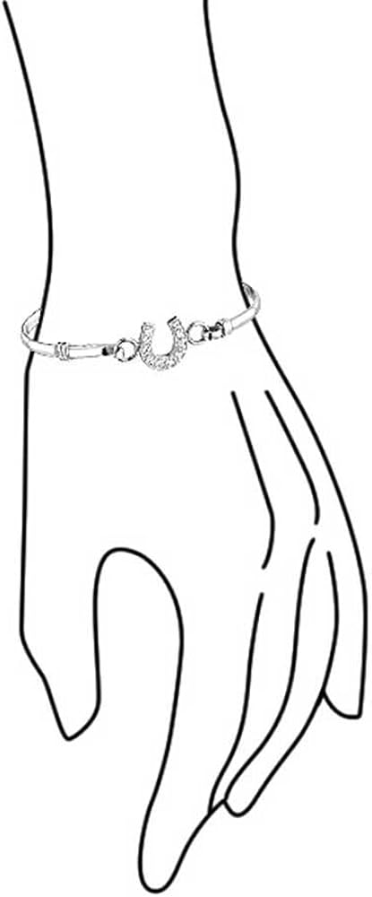 Bling Jewelry Good Luck CZ Pave Horseshoe Bangle Equestrian Bangle Bracelet For Women Graduation Gift Cubic Zirconia .925 Sterling Silver - Image 4