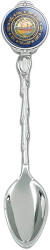 Cuchara de café de té demitasse coleccionable de Estados Unidos con la bandera rústica de New Hampshire