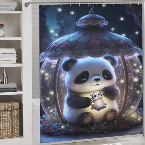 Rideau de douche panda 183x183 cm en tissu polyester imperméable - 2