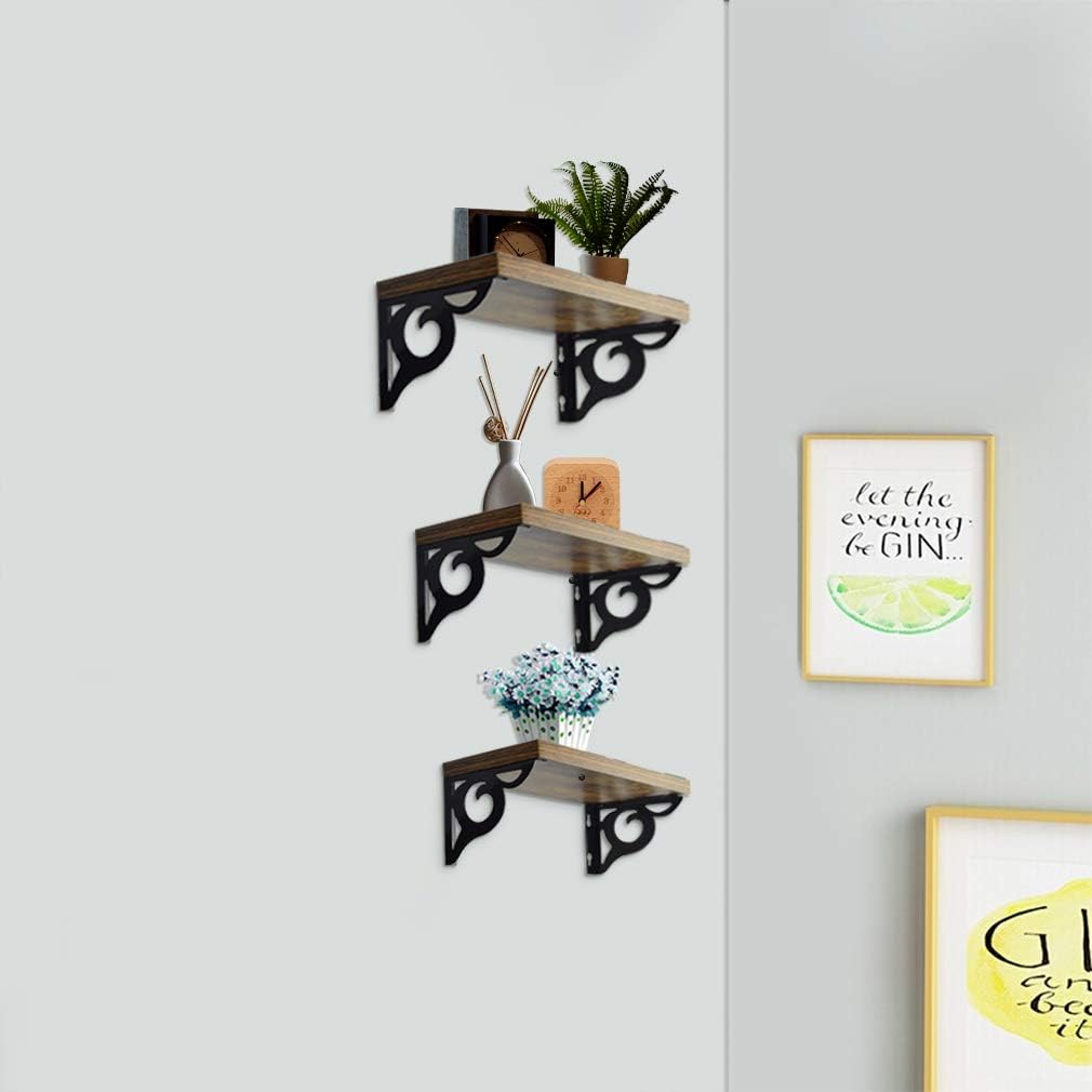 Floating Wall Hanging Shelves Set of 3, Wall-Mounted Storage Organizer Shelf for Bathroom, Shower, Bedroom, Bedside, Living Room, Kitchen, Office