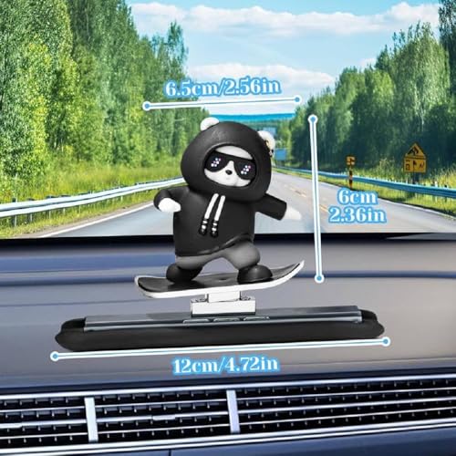 Image of Car Dashboard Decorative Figurines Set with Hanging Accessories, Mini Cartoon Dashboard Showpiece (Panda Car Dashboard Toy)